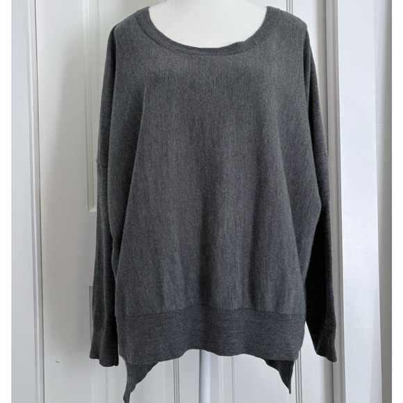 EILEEN FISHER | Med Gray 100% Merino Wool Sweater Oversized Minimalist Lagenlook - Picture 1 of 12